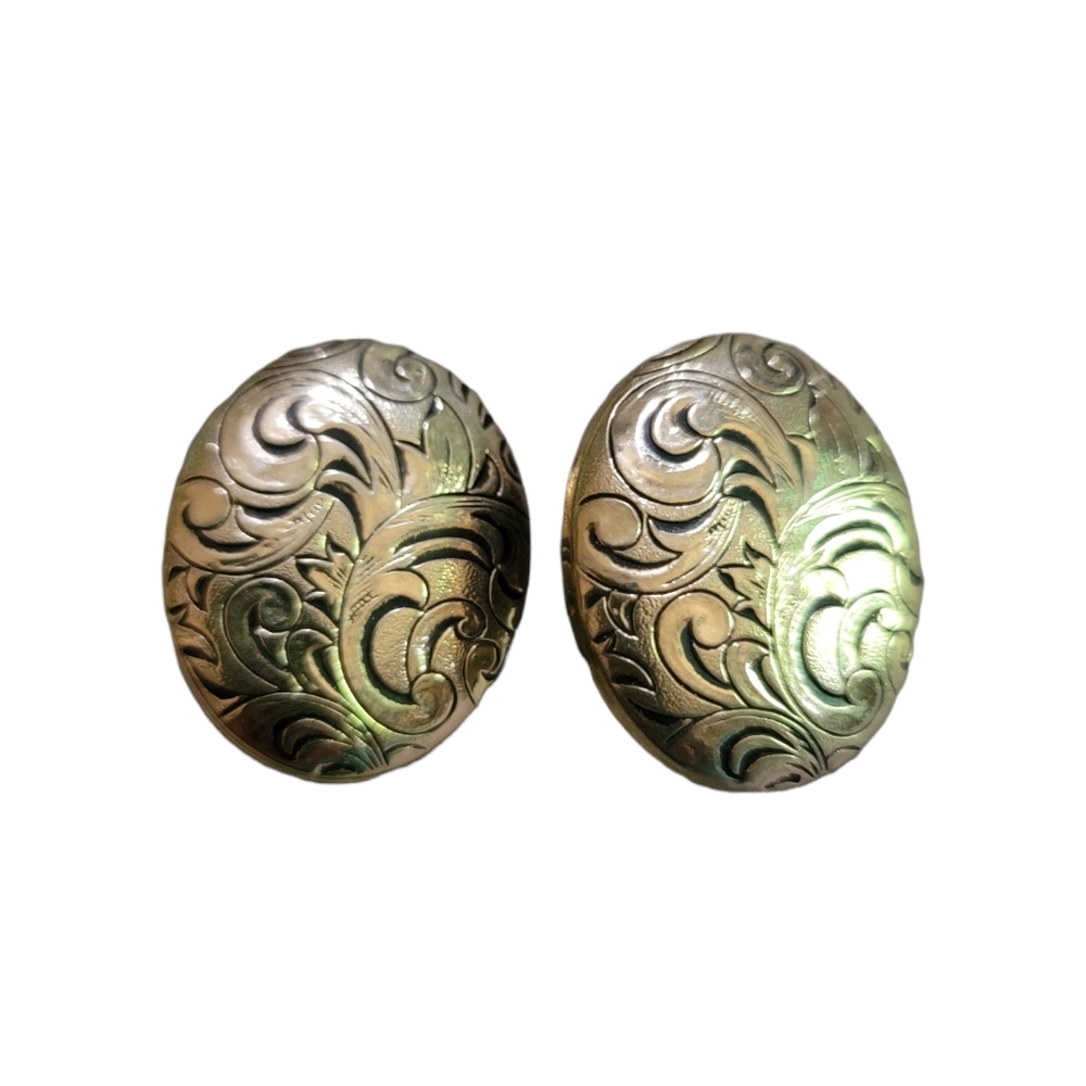 Vtg Filagree Design Clip Earrings